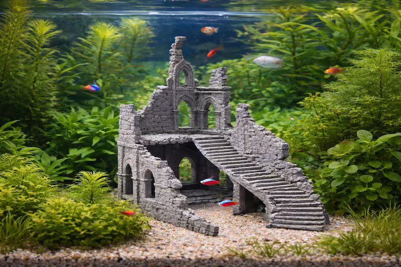 Ancient Ruins Aquarium Decor – Fantasy Temple Cave & Aquascape Structure