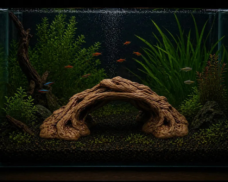 XL & XXL Driftwood Arch Aquarium Decor – Giant Woven Root Aquascape Centerpiece | Fish & Shrimp Shelter for Large Tanks