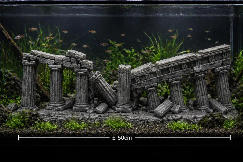 XXL Greek Temple Aquarium Decor 50cm / 70cm – Ancient Ruins Aquascape Structure for Large Aquariums