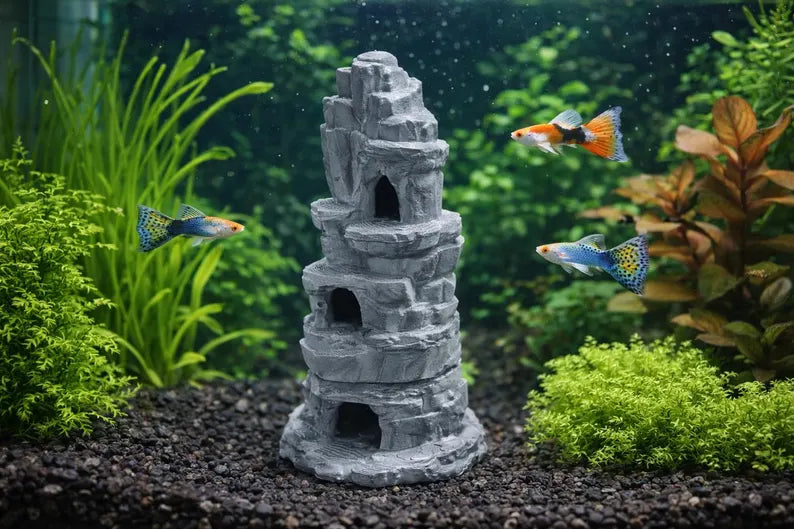 Desert Pinnacle Aquarium Rock Tower – Vertical Cichlid Cave Structure