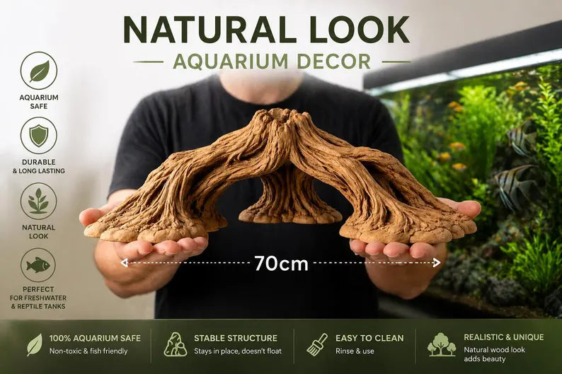 XXL Aquarium Arch Driftwood Decor 50cm / 70cm – Giant Woven Root Aquascape Structure for Large Aquariums