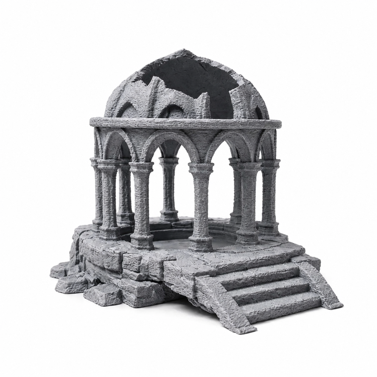 Sunken Temple Aquarium Ruins – Pavilion Cave & Feeding Bowl