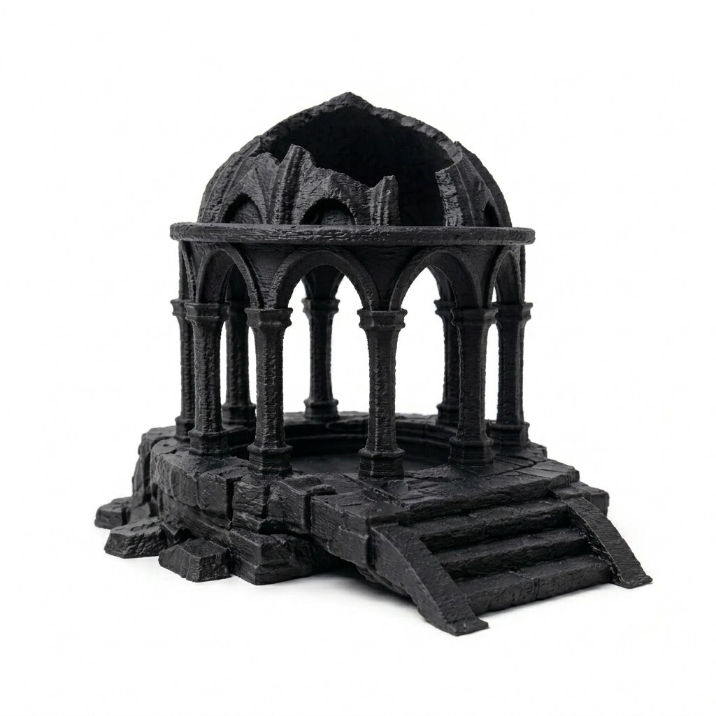 Sunken Temple Aquarium Ruins – Pavilion Cave & Feeding Bowl