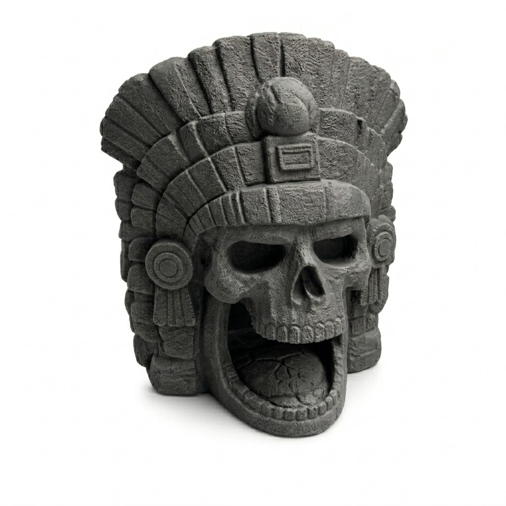 Aztec Skull Nano Aquarium Cave – 30L Temple Aquascape Decor