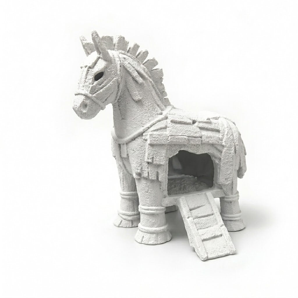 Trojan Horse Aquarium Cave – Mythical Hideout for Fish & Aquascapes