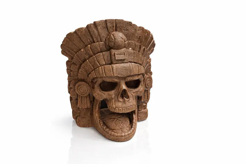Aztec Skull Nano Aquarium Cave – 30L Temple Aquascape Decor