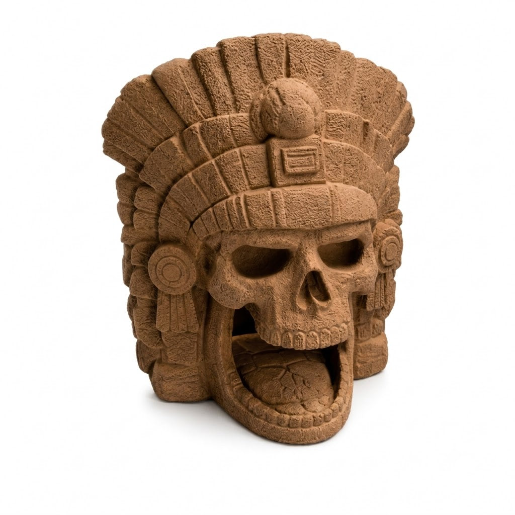 Aztec Skull Nano Aquarium Cave – 30L Temple Aquascape Decor