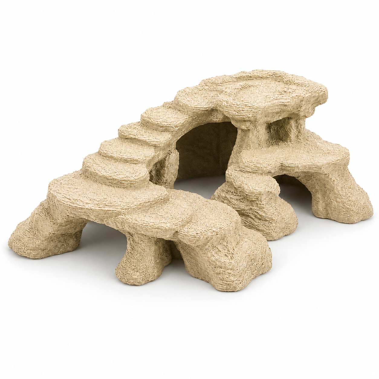 Stone Terrace Aquarium Caves – Multi-Level Rock Cave for Fish & Shrimp | Aquascape Centerpiece | Natural Aquarium Decor