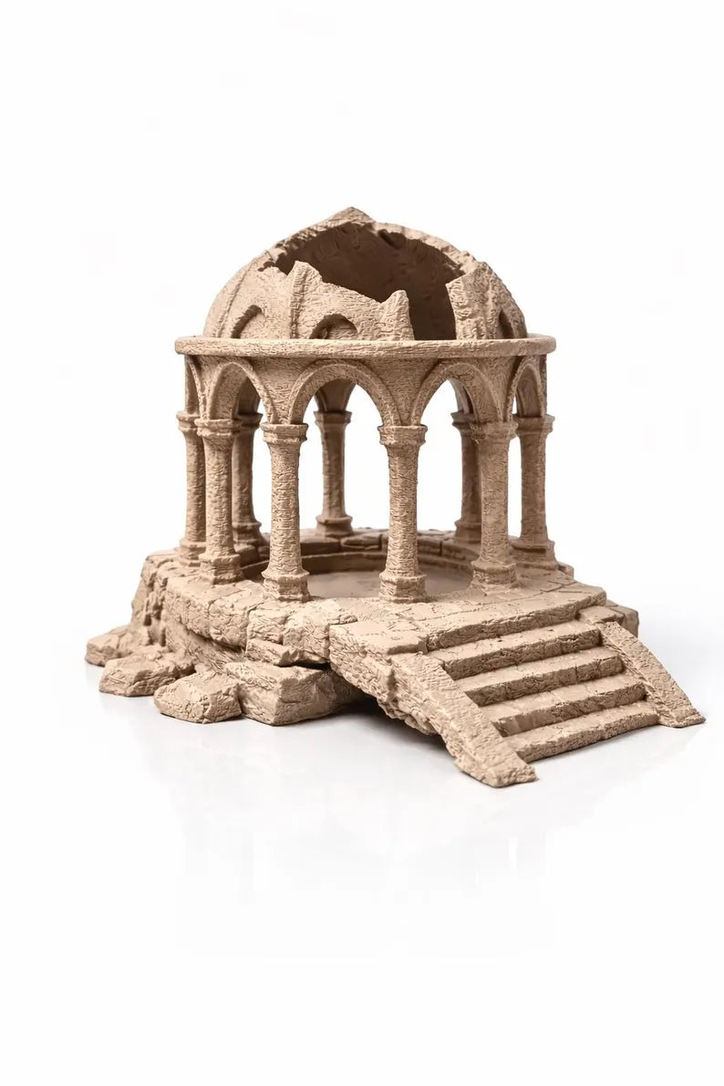 Sunken Temple Aquarium Ruins – Pavilion Cave & Feeding Bowl