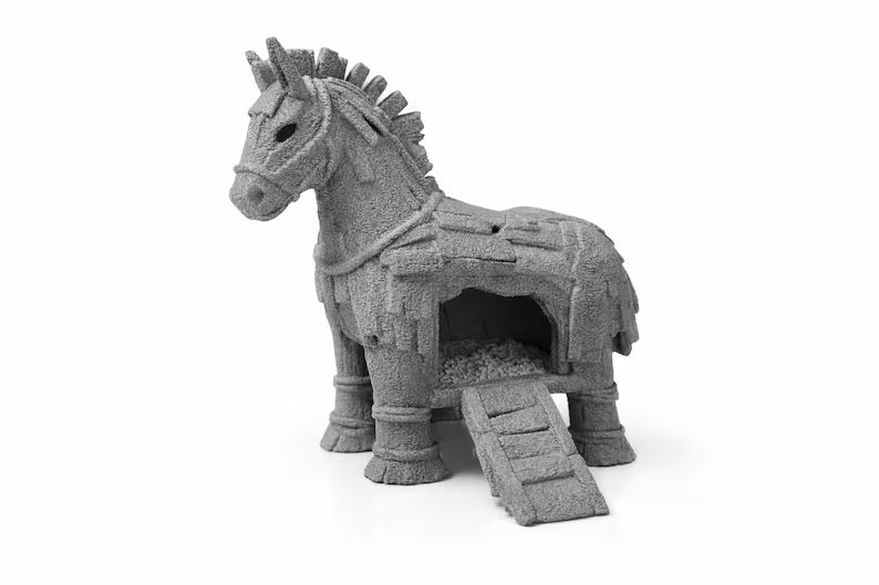 Trojan Horse Aquarium Cave – Mythical Hideout for Fish & Aquascapes