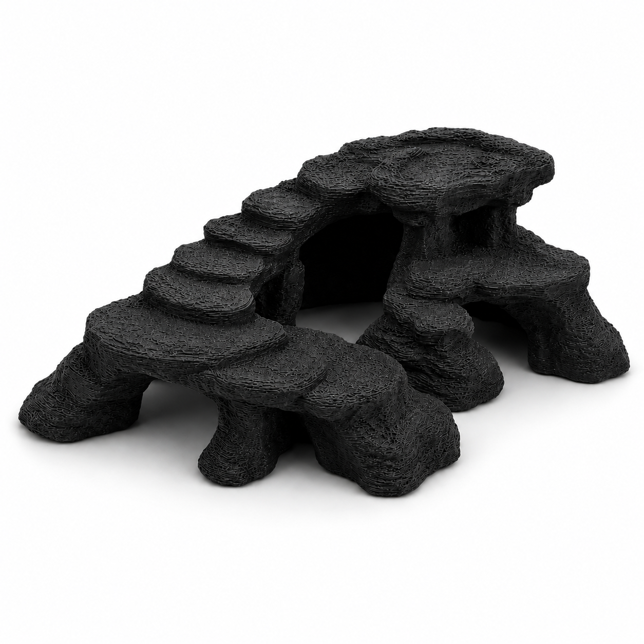 Stone Terrace Aquarium Caves – Multi-Level Rock Cave for Fish & Shrimp | Aquascape Centerpiece | Natural Aquarium Decor