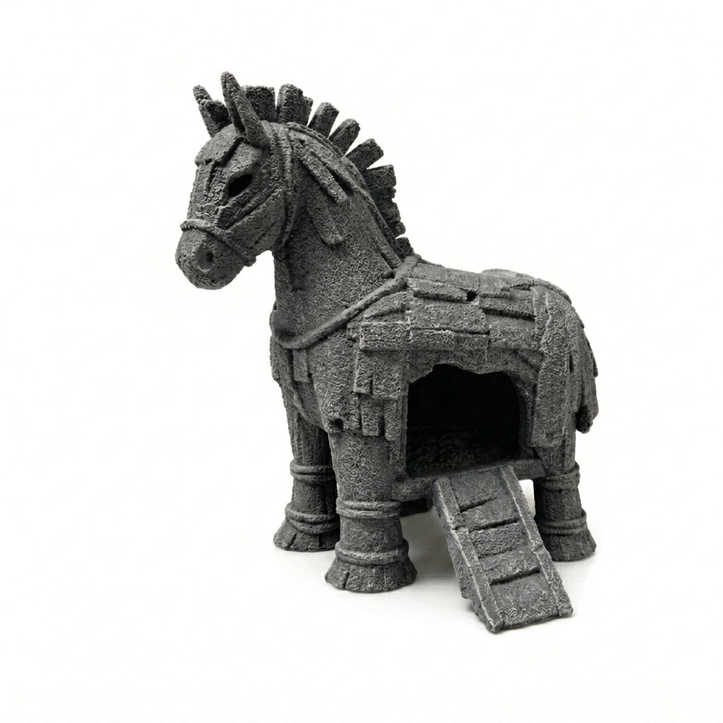 Trojan Horse Aquarium Cave – Mythical Hideout for Fish & Aquascapes