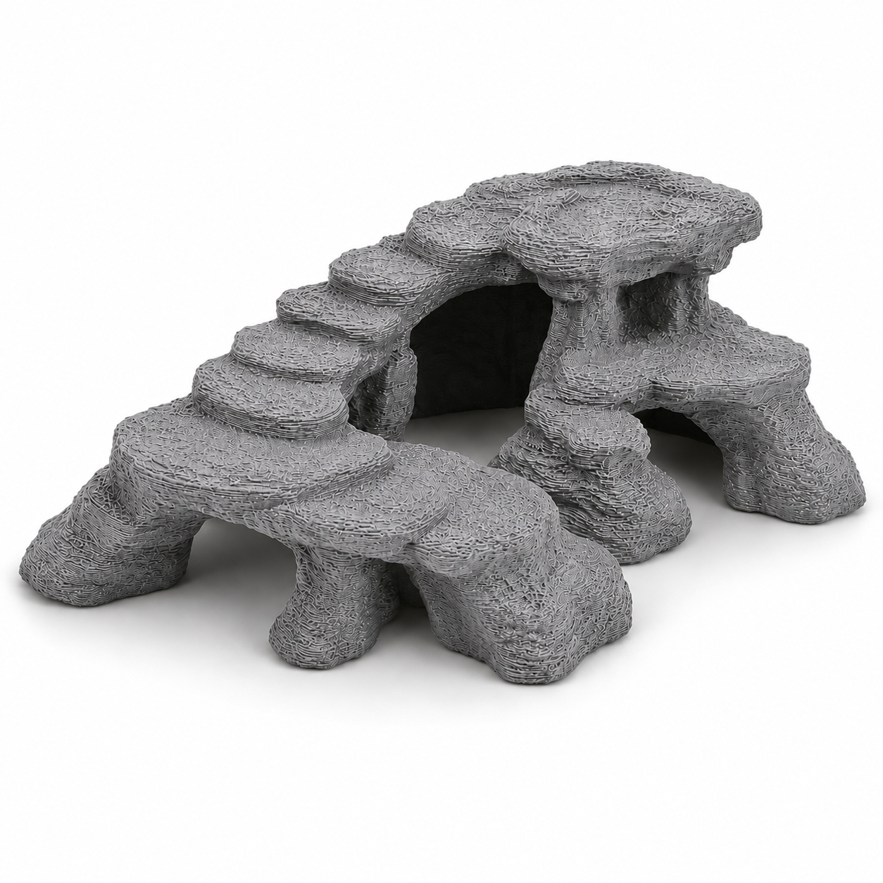 Stone Terrace Aquarium Caves – Multi-Level Rock Cave for Fish & Shrimp | Aquascape Centerpiece | Natural Aquarium Decor
