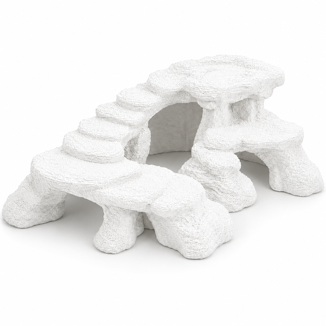 Stone Terrace Aquarium Caves – Multi-Level Rock Cave for Fish & Shrimp | Aquascape Centerpiece | Natural Aquarium Decor