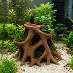 Root Cave Planter Aquarium Decor – Driftwood Style Fish Hideout with Plant Holder | Shrimp Cave | Aquascape Centerpiece