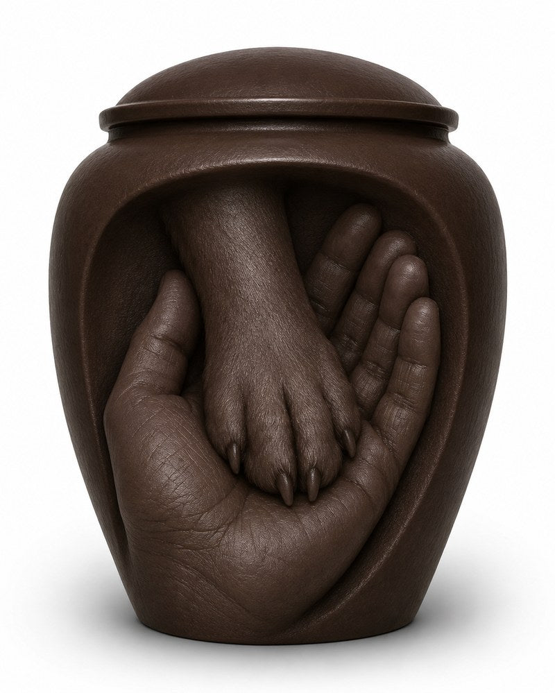 Hand met Pootje Urn — Brons
